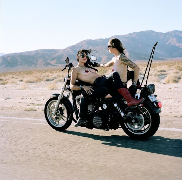 Girls on a motorcycle in Leipzig