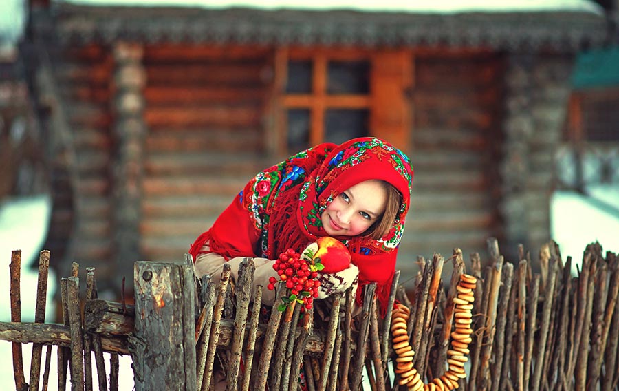 Sexy girl Women in Slavic costumes in Leipzig